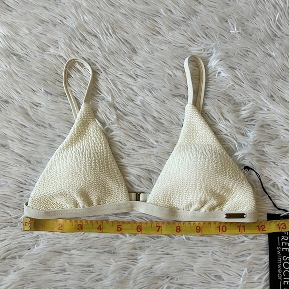 Free Society mix and match scrunch triangle bikini top in ivory size XS - Picture 5 of 15